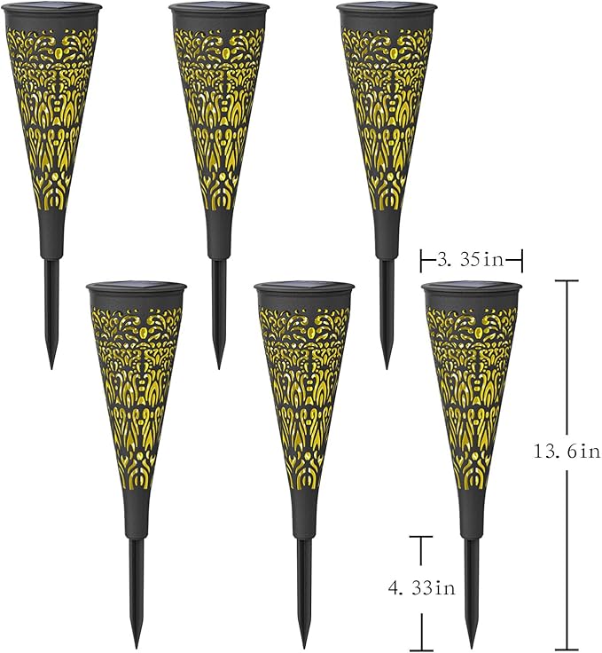 6 Pack Solar Lights Outdoor Garden Decorative Solar Pathway Lights Waterproof Plastic Outside Solar Path Landscape Lights Gardening Gifts for Women Mom Father Backyard Walkway Yard Decor