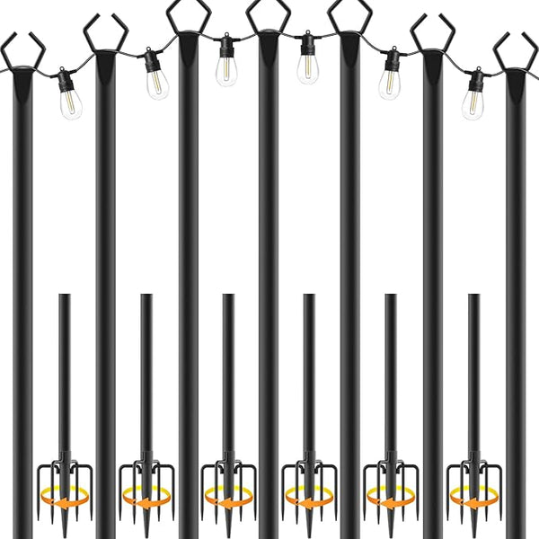 7 Pack String Light Poles,Metal Poles for Hanging Outdoor Light Strings,7 Pack 10 FT Light Poles Stand for Outside | Lumora