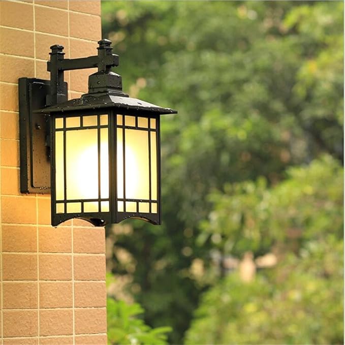 ATC® Outdoor Wall Sconce Single-Light Aluminum Material Wall Lantern with Frosted Glass Panels Waterproof Square Wall Lamp for Porch Deck Patio Balcony