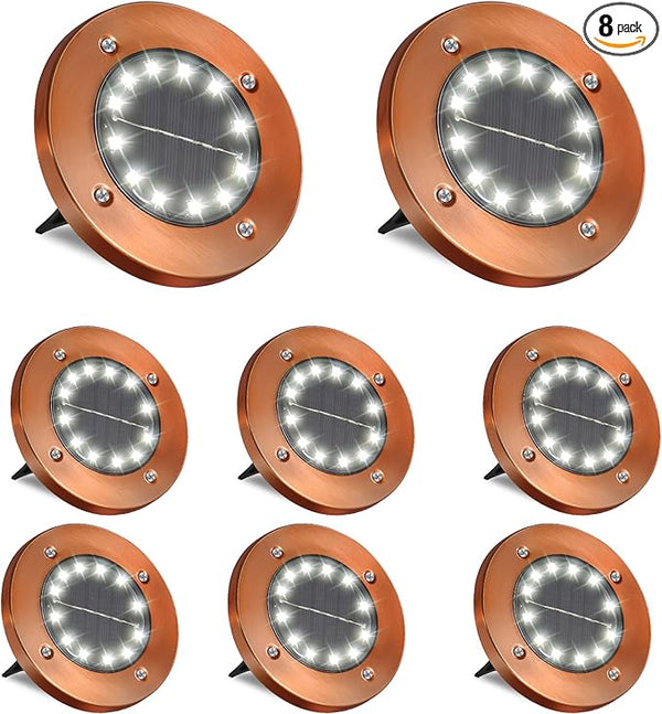HOFLY Outdoor In-Ground Solar Landscape Lights - 8 Pack, 12 LED, White Light for Pathway, Yard, Patio, Walkway | Lumora
