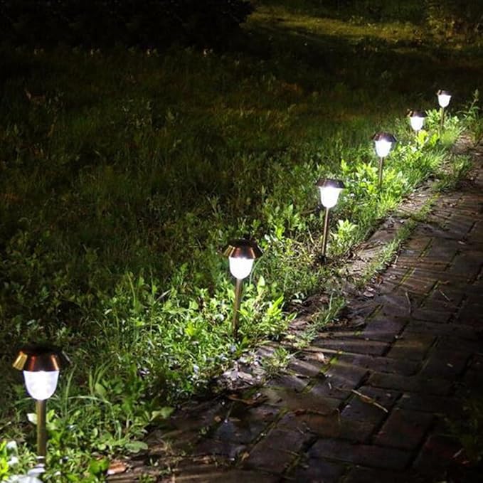 SAFIGLE Solar Stainless Steel LED Garden Ground Plug Light White Light Outdoor Landscape Lawn Path Lighting for Yard Patio