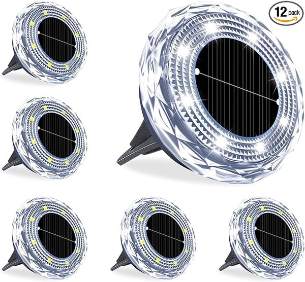 Solar Ground Lights 12 Pack,8 LED Garden Path Lights,Outdoor Ground Lights Landscape Lighting Waterproof,Solar Lawn | Lumora