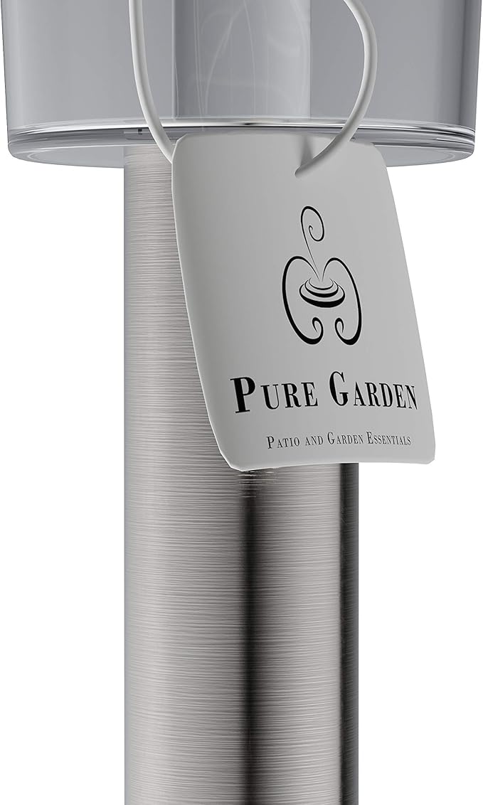 Pure Garden Outdoor Solar Lights - 12-Pack Stainless-Steel LED Lights for Gardens, Pathways, and Patios - Weather-Resistant Stake Lights (Silver)