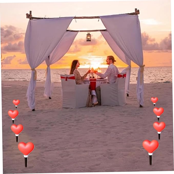 Pathway Lighting, Valentines Day Decorations, 4PCS/Set Waterproof Heart Solar Lights Outdoor, Valentines Day Decor Heart Shaped Light for Garden Pathway Flowerbed Porch Walkway