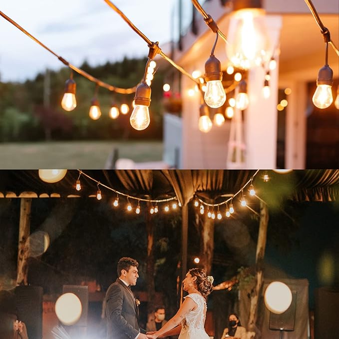 BRIMAX 12FT Outdoor String Lights with 5 LED Bulbs Outdoor Lights Shatterproof Edison Bulb Commercial Grade Waterproof LED Outside Light for Bistro Gazebos Porch Patio Garden