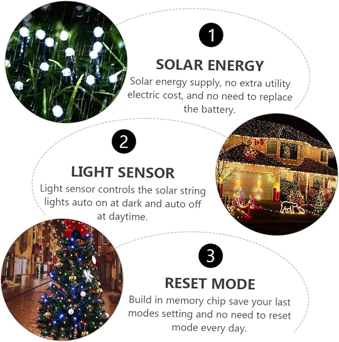 2 Sets Solar LED String Lights Outdoor LED Multi-hue Garden Solar Powered Fairy Lights for Trees Patio Decorations | Lumora