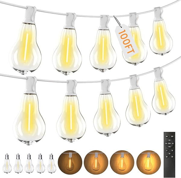 String Lights, 100FT Patio Lights with 64+5 Bulbs(1.5FT Bulbs Spacing), Outdoor String Lights, Remote & Dimmer, 3 | Lumora