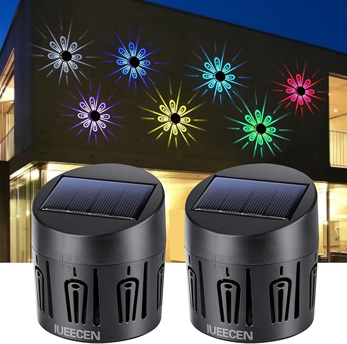 Solar Fence Lights Outdoor Decorative, Solar Deck Lights,Outside Garden Waterproof Steps Shadow Decoration Light,for Wall Patio Stair Yard Pathway Courtyard 7Colors Change 2Pack