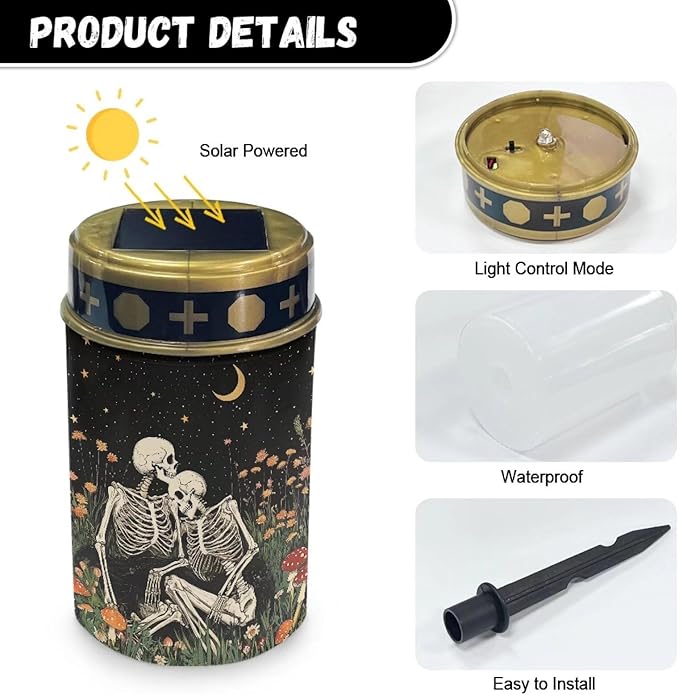 Skeleton Starry Night Cemetery Solar Lights Memorial Solar Lights Waterproof Grave Decorations Gifts for Cemetery Home Outdoors Lawn Outdoor Yard Patio