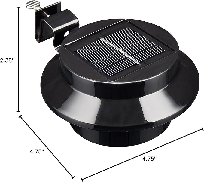 Yescom Outdoor Solar Gutter Light 3 LED Deck Fence Lights Waterproof with Bracket Wall Garden Stair Step Yard Black | Lumora