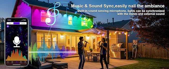 Permanent Outdoor Lights, 150FT RGB LED Smart Eaves Lights with 90 LEDs, IP67 Waterproof, Remote/APP Control, DIY Scene Modes, Music Sync Lighting for Party, House, All Holiday Decorations