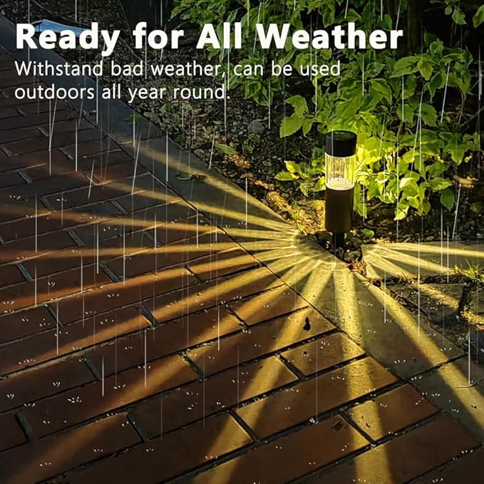 Owleye Solar Pathway Lights Outdoor Solar Powered Walkway Lighting Waterproof 10 Pack, 3000K, Dusk to Dawn, Built-in 200 mah Ni-MH Battery, Solar Path Lights for Garden Decor