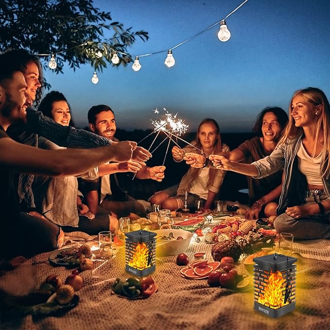 EOYIZW Solar Outdoor Lights 2 Pack- 99 LEDs Flickering Flame Solar Lantern for Garden Decor- IP65 Waterproof Garden | Lumora