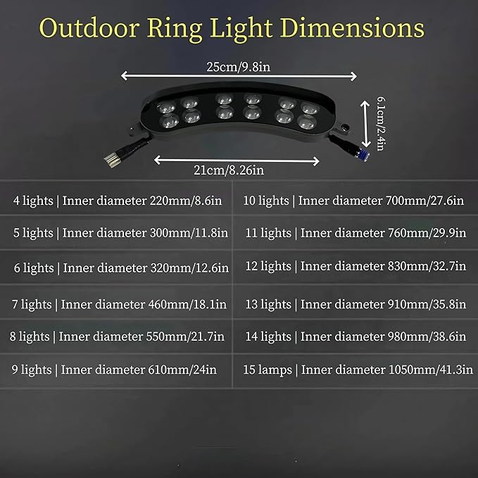 Outdoor Ring Tree Light - AC 24V Colored LED IP65 Waterproof Palm Tree Uplighting with Adjustable Tree Rings, Expandable Interlocking LED Uplighting or Downlight for Trees/Roman Columns(4 pack)