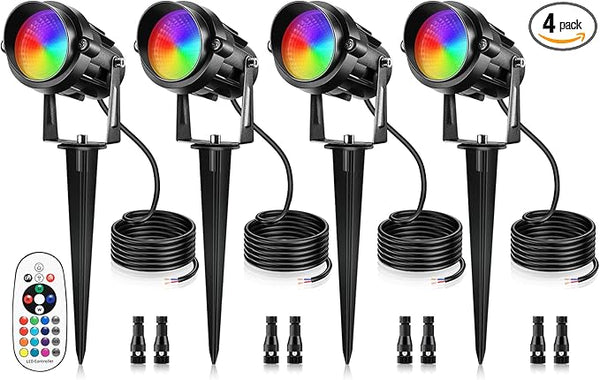 12W RGBW Color Changing Landscape Lights - Low Voltage LED Landscape Lighting, Remote Control Spotlight Outdoor | Lumora