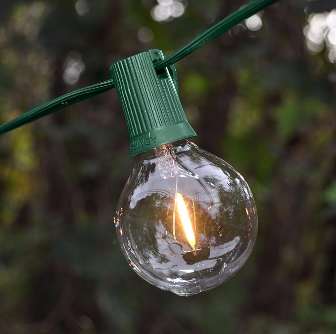 Hometown Evolution, Inc. G50 2" LED Plastic Filament Outdoor Patio String Lights with 0.6 Watt Light Bulbs (G50 LED | Lumora