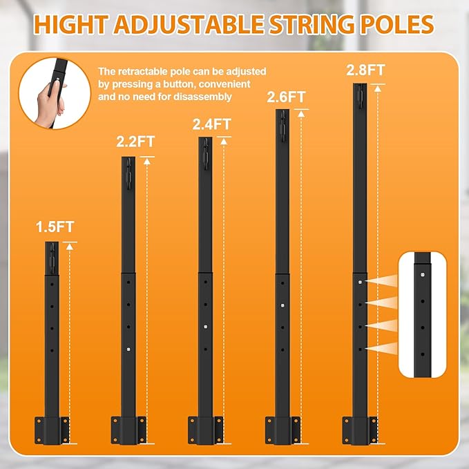 LETIANPAI 2.8Ft String Light Poles 6 Pack,Light Poles for Outside Lights,Outdoor with Fence Brackets Hanging | Lumora