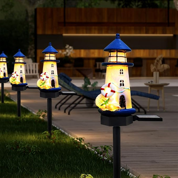 Lighthouse Solar Lights Outdoor, Lighthouse Decor Lighthouses Gifts Nautical Decor for Home, Waterproof Decorative | Lumora