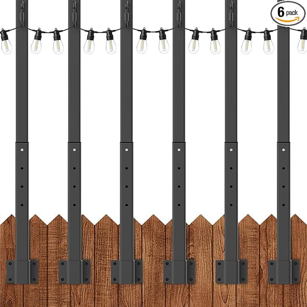 6 Pack 2.8FT String Light Poles,Light Poles for Outside String Lights,Outdoor Light Poles Metal Pole Stand for | Lumora