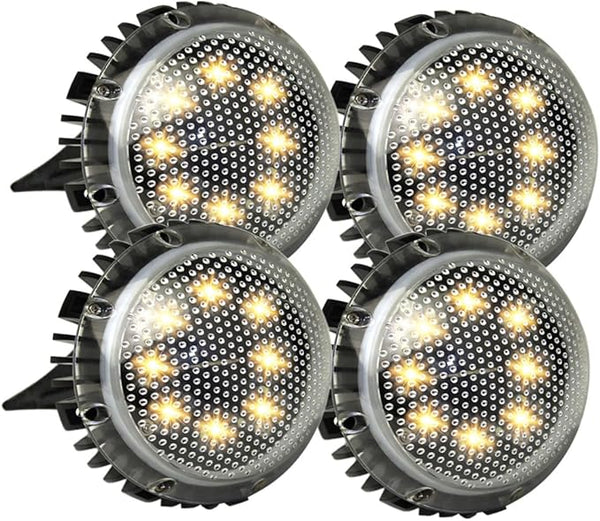 4pcs Solar-Powered LED Outdoor Ground Lights for Garden and Lawn, Warm White Disc In-ground Landscape Lighting | Lumora