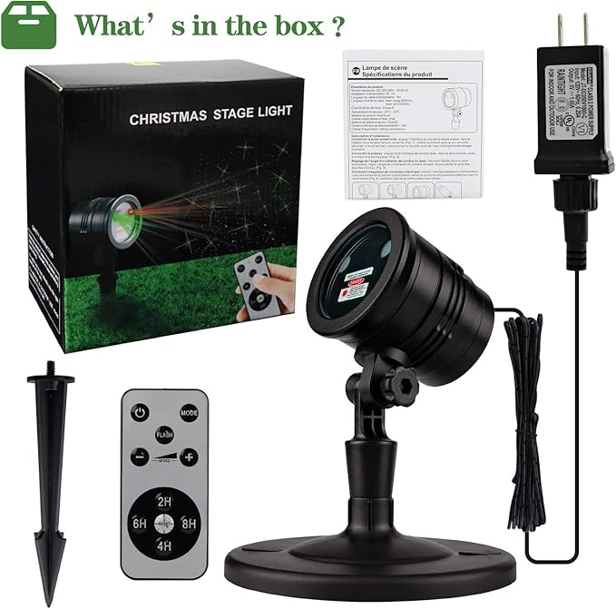 Christmas Projector Lights Outdoor, Led Christmas Laser Lights Landscape Spotlight Red and Green Star Show Waterproof with Remote Decorative Patterns for Indoor Outdoor Garden Patio Wall Holiday