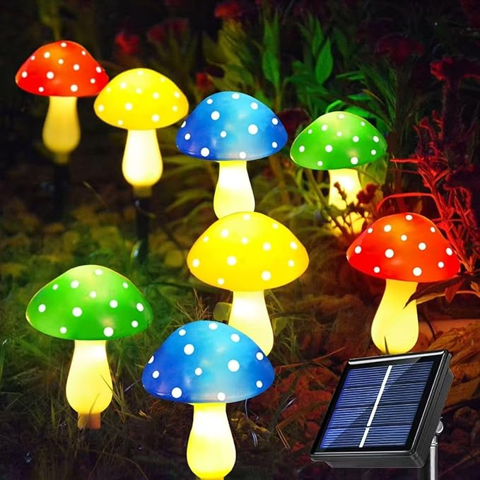 Outdoor Solar Garden Lights, Yard Decorations Mushroom -1Pack 6 Mushroom