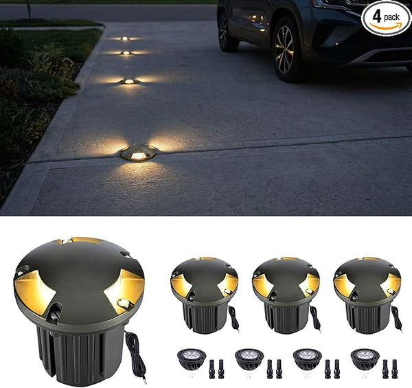 Gardenreet Outdoor Low Voltage Well Lights - Brass 12V Replaceable Bulb In-Ground Lighting, Low Voltage LED Turret | Lumora