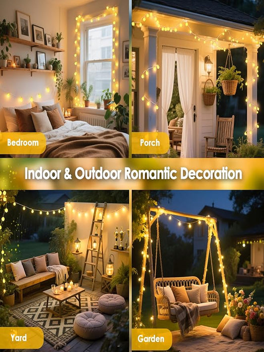 300LED Connectable Globe String Lights Indoor Outdoor for Bedroom, 108ft Warm White Christmas Lights with Remote, Waterproof Fairy Light Plug in 8 Modes for Room Classroom Wedding Christmas Decor