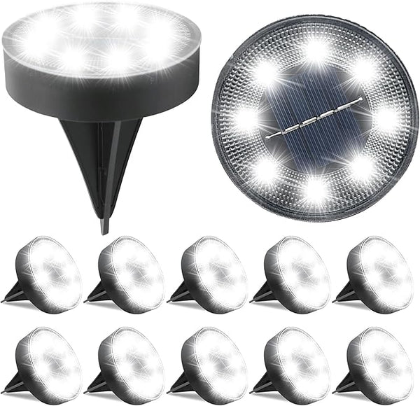 Siatom Solar Ground Lights 12 Pack, IP68 Waterproof Solar In-Ground Light for Outdoor, Flat Landscape Lighting | Lumora
