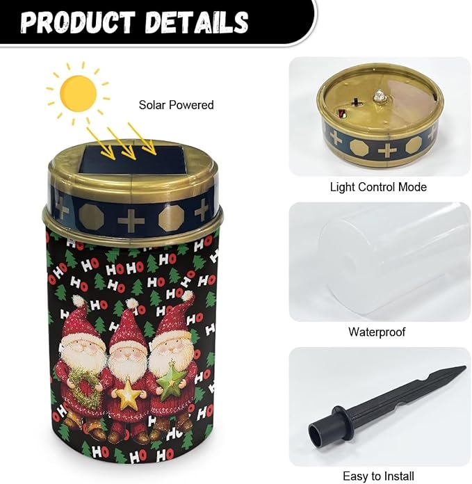 Three Santa Claus Solar Lights for Garden Portable Outdoor Solar Lights Yard Walkway Solar Garden Lights Pathway Solar Lights Outside Solar Light for Merry Christmas