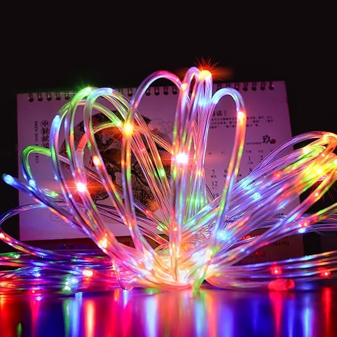 Solar Rope Lights, 23ft 50LED Waterproof Copper Tube Wire String Lights for Garden,Yard, Path, Fence, Stairs, Backyard, Patio Decorative (Multicolor)