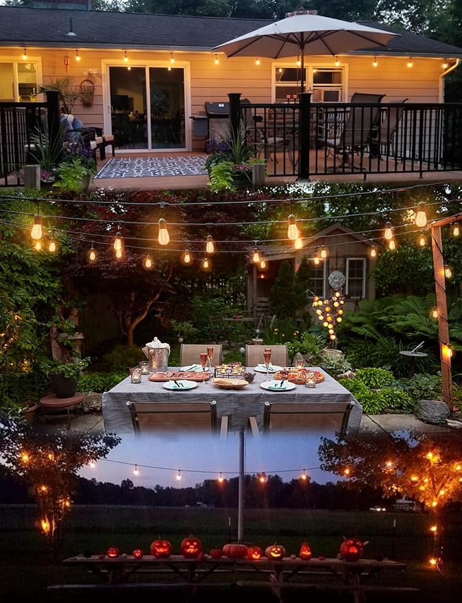 Outdoor String Lights LED 100FT Commercial Grade Heavy Duty Light String Lights with 30 Sockets 32 Shatterproof | Lumora