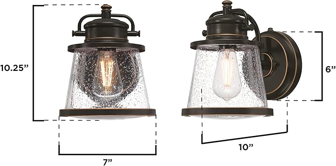 Westinghouse 6121500 Emma Jane Vintage-Style One Light Outdoor Wall Fixture with Dusk to Dawn Sensor, Amber Bronze Finish, Clear Seeded Glass