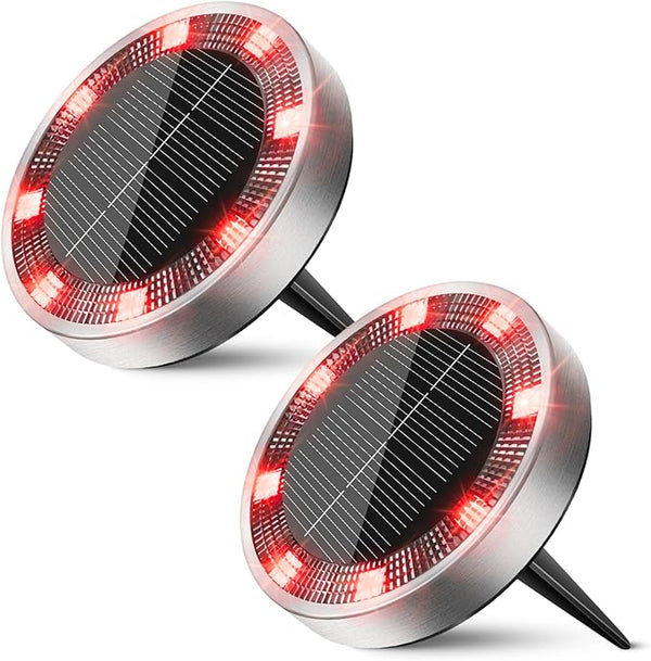 Peasur Mini Solar Ground Lights Outdoor, 2 Pack Flat Solar Powered Disc Lights, IP68 Waterproof, Anti-Rust | Lumora