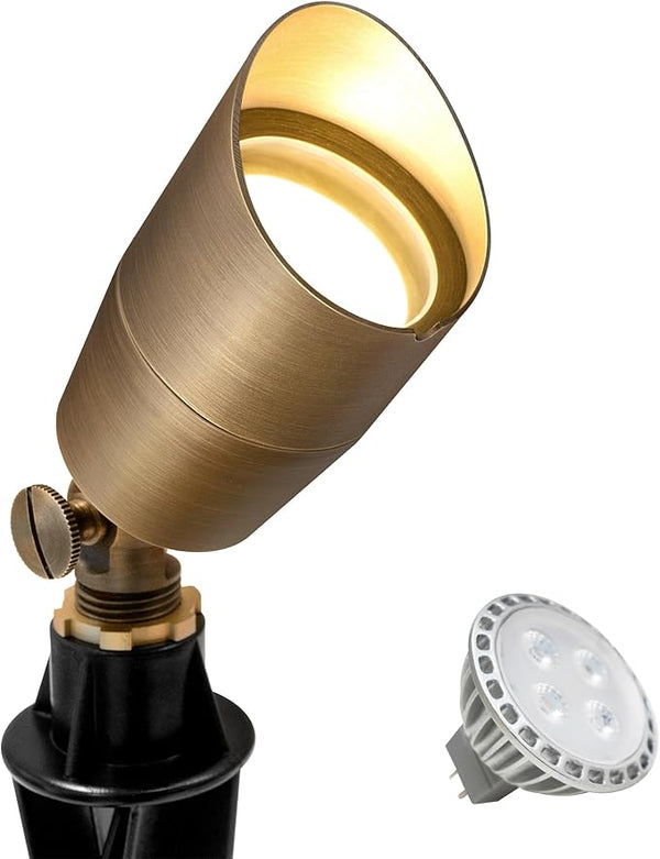 GKOLED Solid Brass Low Voltage Compact Spotlight, 12V AC/DC Waterproof Outdoor Landscape Spot Lights for House | Lumora
