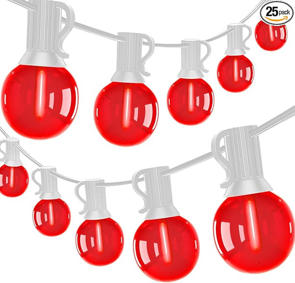 50Ft G40 LED Valentine's Day String Lights Outdoor, Valentines Decorations Lights with 27 Red Shatterproof Globe | Lumora