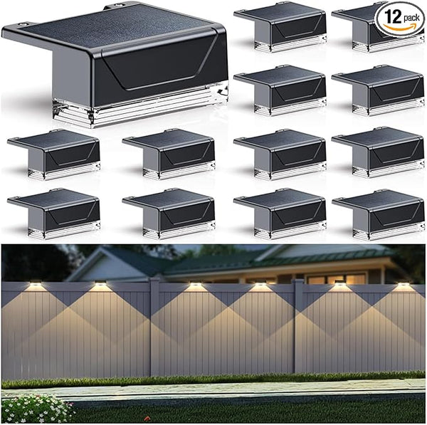 Solar Fence Lights Outdoor - 3000/4000/6000K 3 Mode, IP65 Waterproof Fence Lights Solar Powered, Dusk to Dawn Solar | Lumora