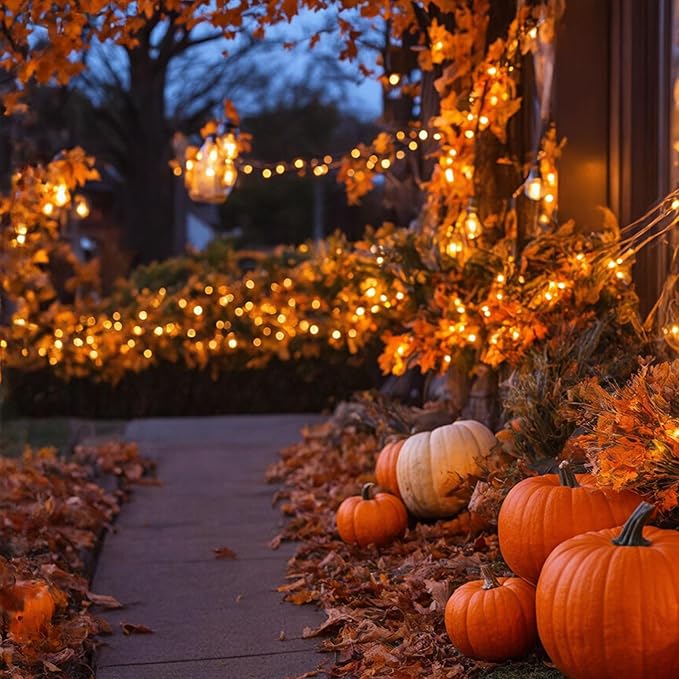 10FT Halloween Orange LED String Lights, 10 Clear Orange Bulbs with Black Wire, Outdoor Waterproof Vintage | Lumora