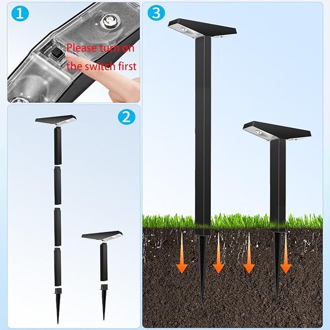 Anern Solar Pathway Lights Outdoor, 2 Pack Driveway Lights with Larger Solar Panel, Auto On/Off up to 10 Hrs Waterproof Outdoor Lights for Yard, Patio, Lawn (Warm White)
