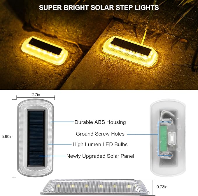 T-SUN Solar Deck Lights Outdoor Waterproof, Deck Lights Solar Powered, Driveway Marker Light for Fence Front Door | Lumora