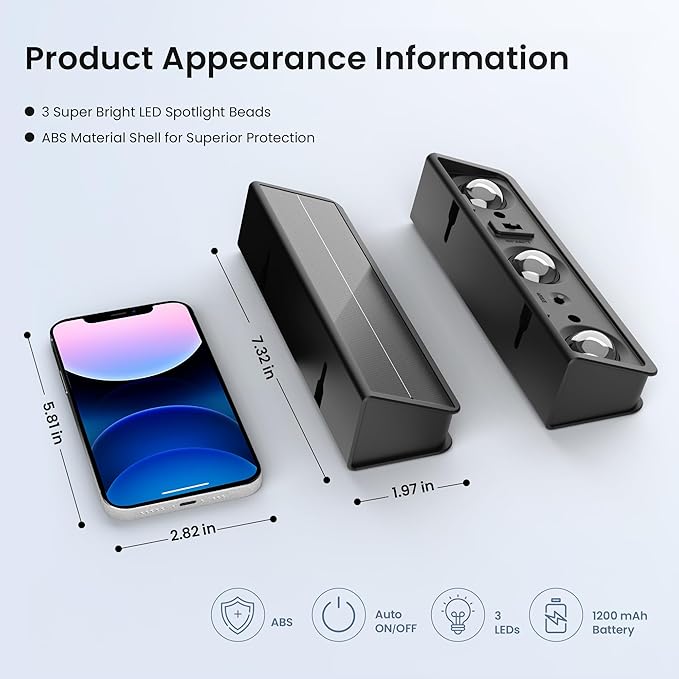 Solar Wall Lights,100 LM Solar Fence Lights Outdoor Solar Powered with Ultra-Bright LED Lens 1200 mAh Waterproof IP65 for Outside,Backyard,Patio,Porch,Yard,Garden,Railing 10 Pack (6 Modes)