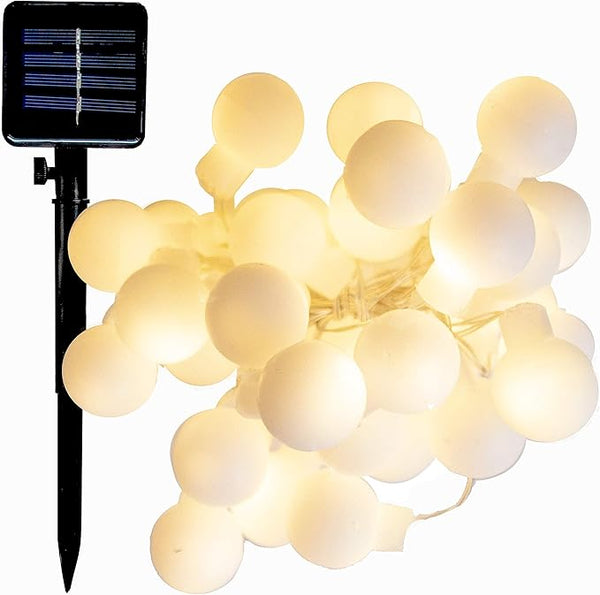 Hometown Evolution, Inc. Solar Powered LED Lights (30 LED, Solar White Ball - 8 Foot - Warm - Outdoor String Light | Lumora