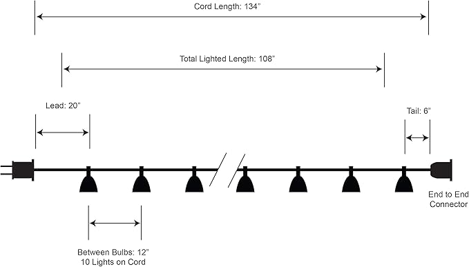 LumaBase Electric Café String Lights with 10 Brown Metal Domes