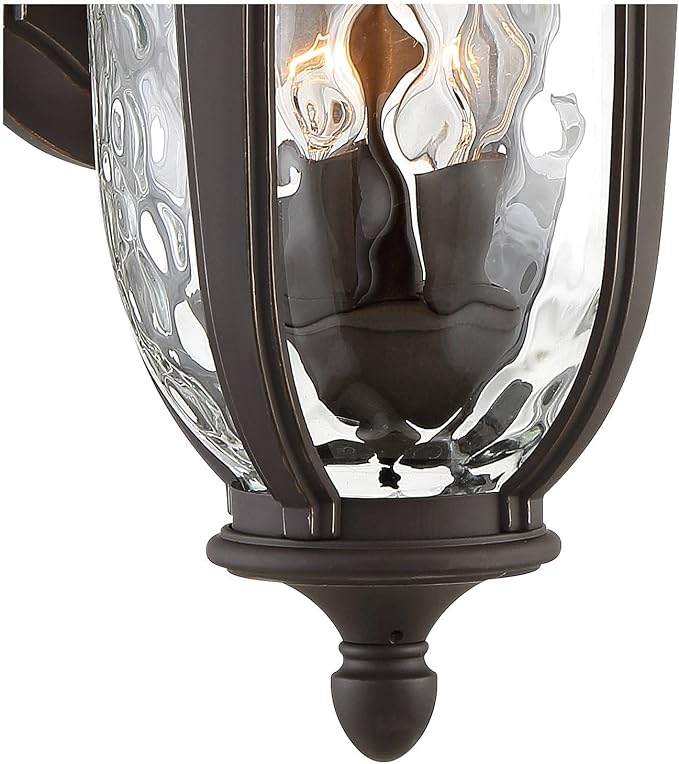 John Timberland Park Sienna Vintage Outdoor Wall Light Fixture Bronze 22 1/4" Clear Hammered Glass Downbridge for Exterior House Porch Patio Outside Deck Garage Yard Front Door Garden Home