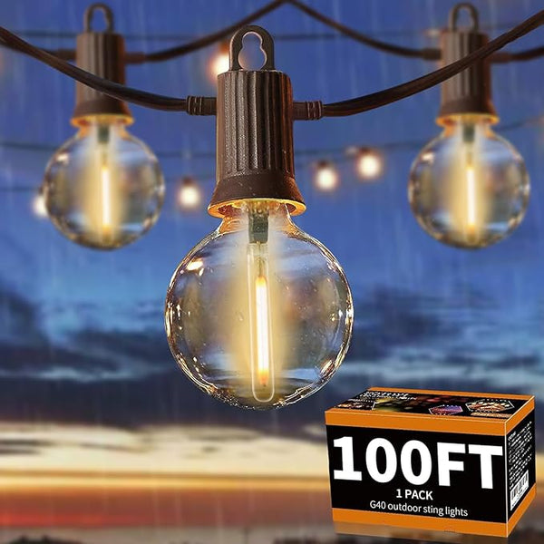 ZOTOYI Outdoor String Lights Waterproof 100 FT, G40 Globe LED Outdoor Lights for Patio with 52 Shatterproof Bulbs(2 | Lumora
