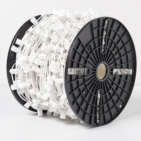 Commercial 1000FT C9/E17 Christmas Light Sockets Set Spool, C9 Christmas Stringer - Outdoor Security Flood Light | Lumora