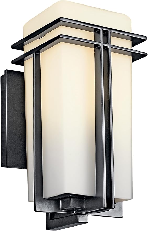 Kichler Tremillo 11.75" Outdoor Wall Lightin Black, 1-Light Exterior Wall Sconce Porch Light with Satin Etched | Lumora