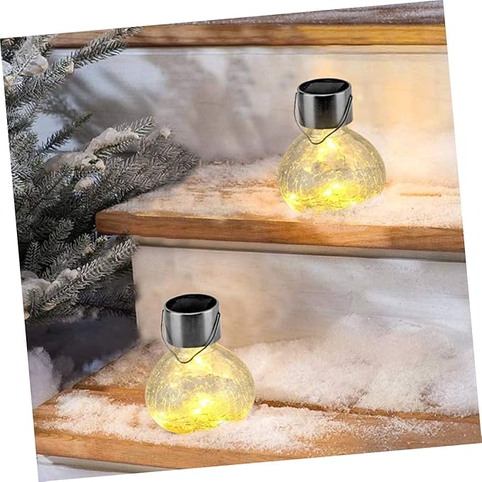 Milisten Solar Cracked Texture Glass Ball Light for Garden Decor Waterproof LED Solar Pathway Light Decorative Design for Outdoor Use