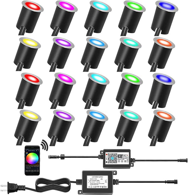 Smart LED Deck Lights Kit WiFi Controlled Color Changeable,Φ1.38“Outdoor IP67 Waterproof Low Voltage Step Lights | Lumora