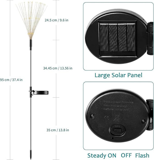 JJGoo Solar Firework Lights, 2 Pack 120 LEDs 2 Lighting Modes Solar Garden Lights Outdoor Waterproof for Yard Patio Walkway Pathway Party Wedding Christmas Decorative - Pink